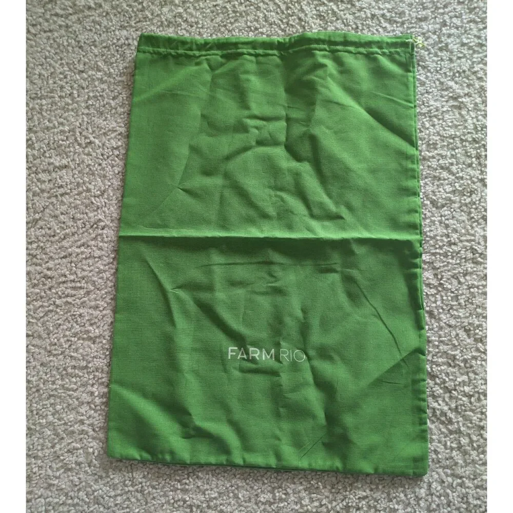 NWOT Farm Rio Green Logo Drawstring Cloth Bag